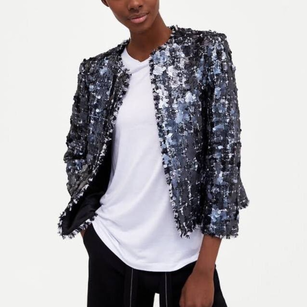 Zara sequin tweed jacket